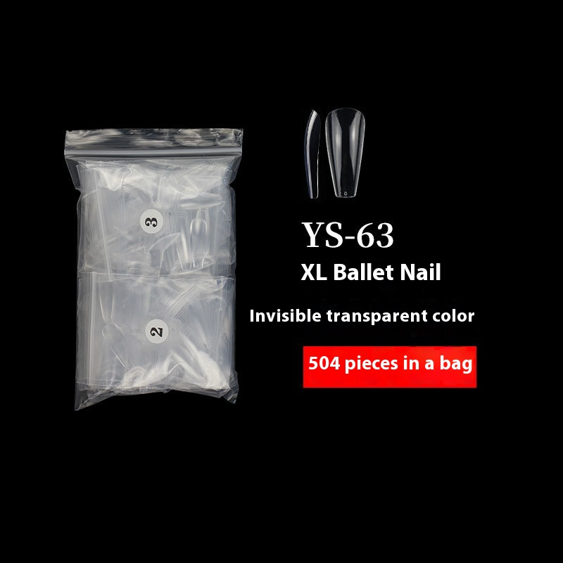 Nail Tips long ballet nail piece, French full sticker ballet fake nail piece, new extended transparent folded seamless ballet nail