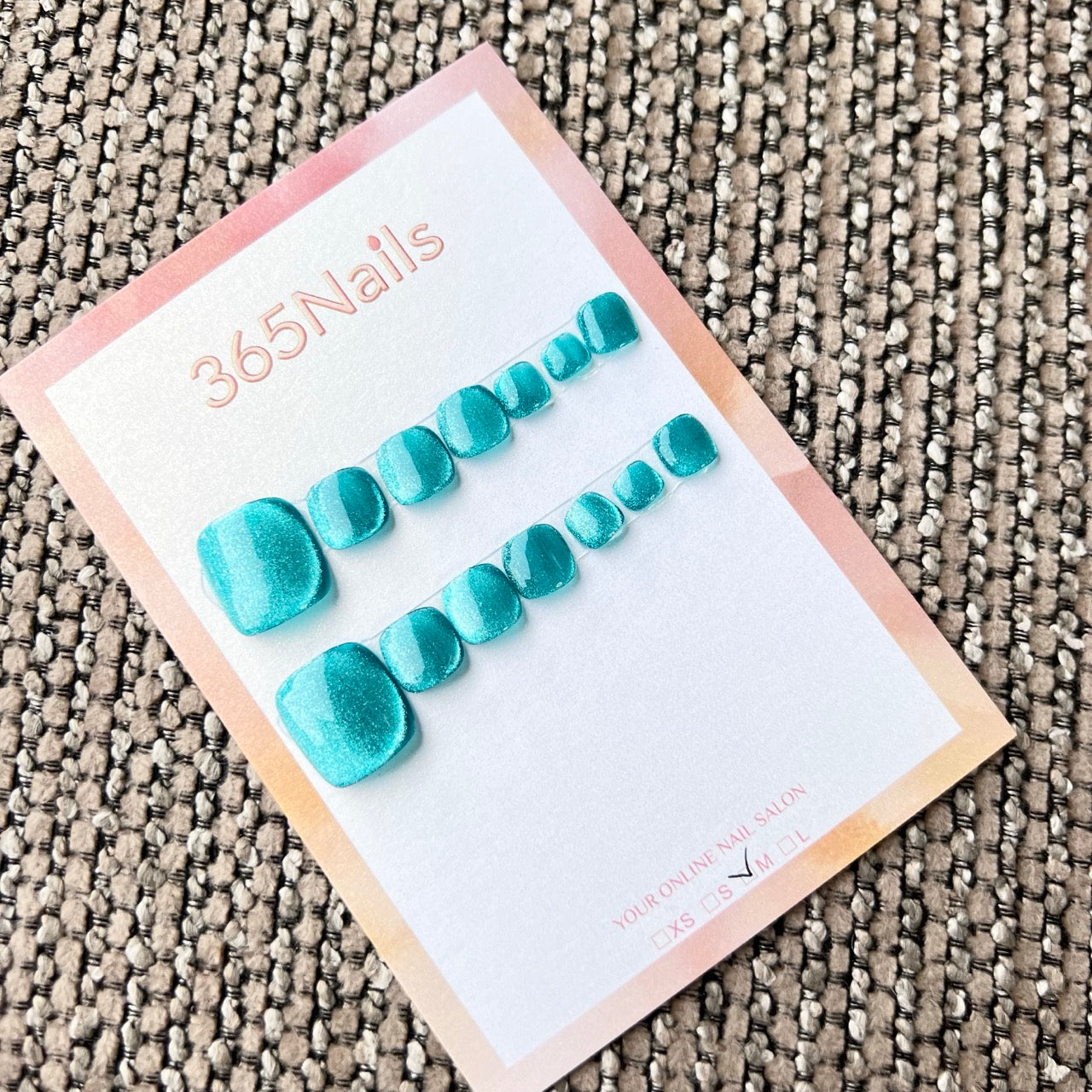 365nails: "Tiffany Blue shimmer" – handmade press-on pedicure