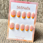 365nails: "Sunny Peach French" – Handmade Short Square Press-On Nails