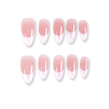 Uñas postizas almendradas francesas de media luna rosa nude de 365Nails