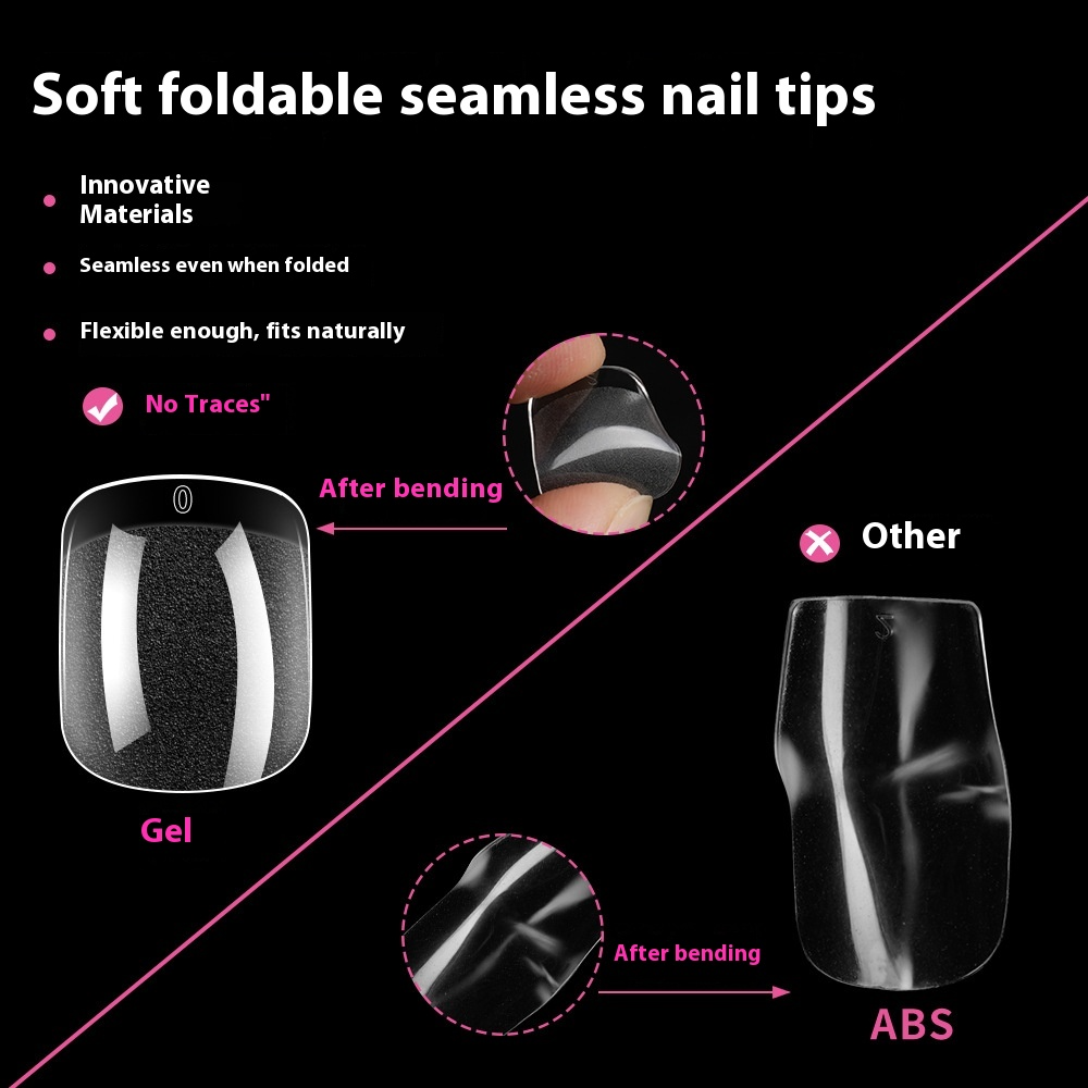Nail Tips No-File Short Press-On Nails (Full Sizes) — Semi-Matte, Square & Round, Clear Case