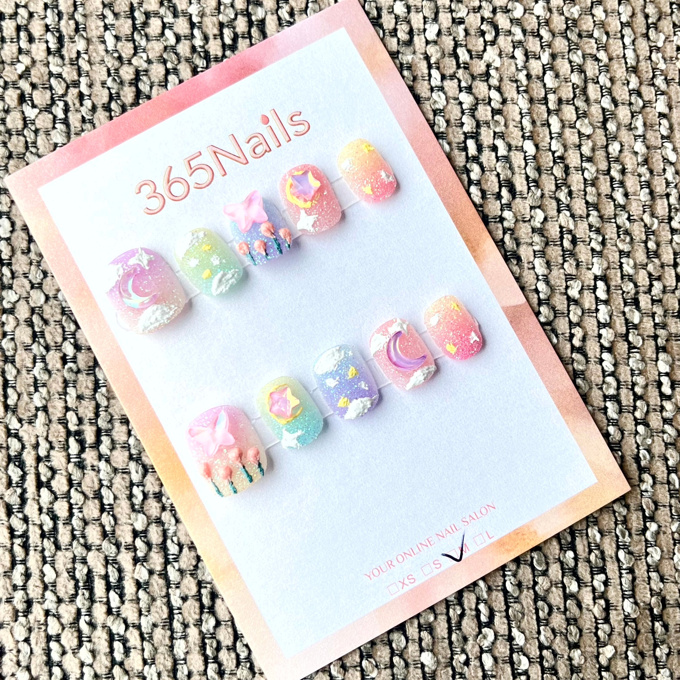 365nails: "Celestial Dreams" – 3D Charm Handmade Short Nails