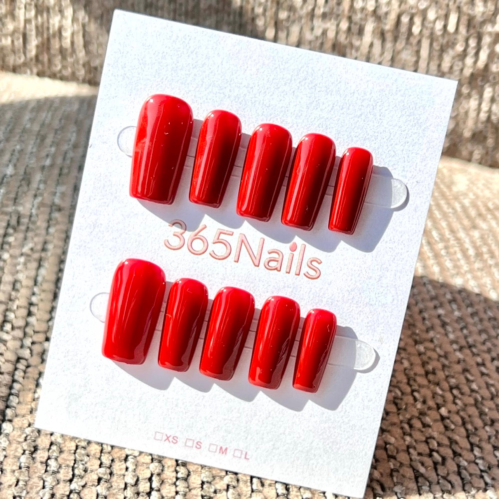 "Structured Medium Square" - Solid Color Handmade Nails (20 Colors Available)