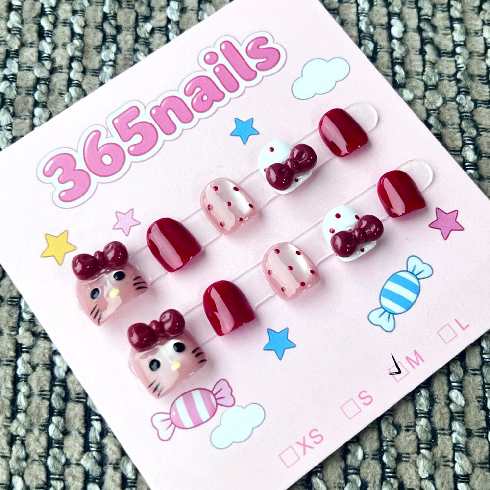 365nails: "Hello Kitty Candy" – 3D Character Sculpture Handmade Short Square Nails