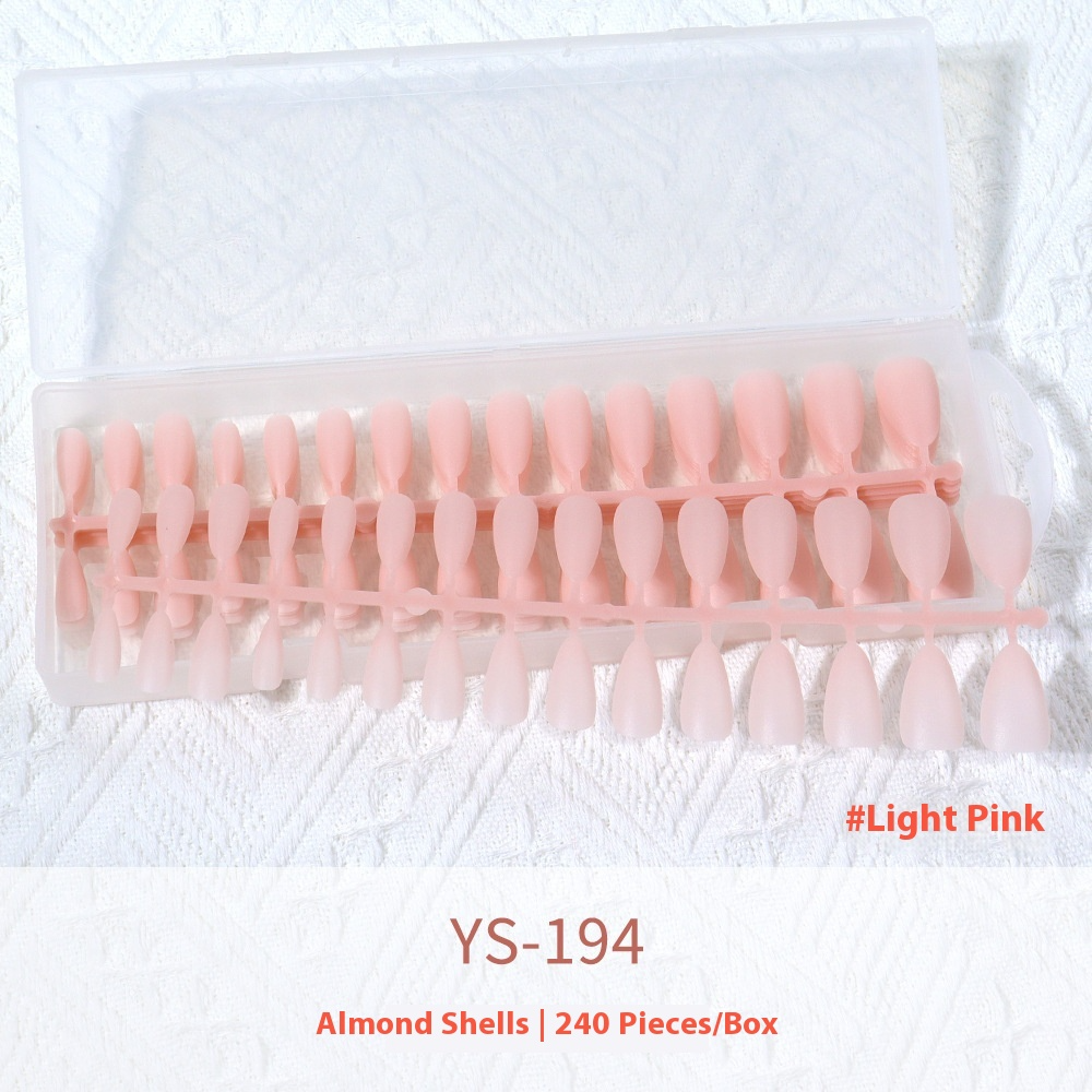 Nail Tips New nude matte, no-carving press on nails pads 240 pieces, boxed solid color seamless fake nail press on nails pads