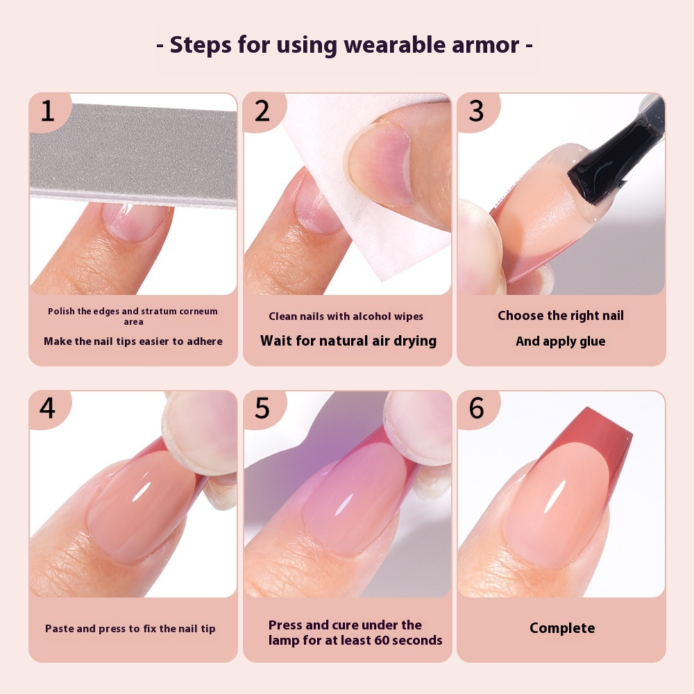 Nail Tips press on nails  explosion five-color French manicure glossy high-end square removable patch fake nail nail piece