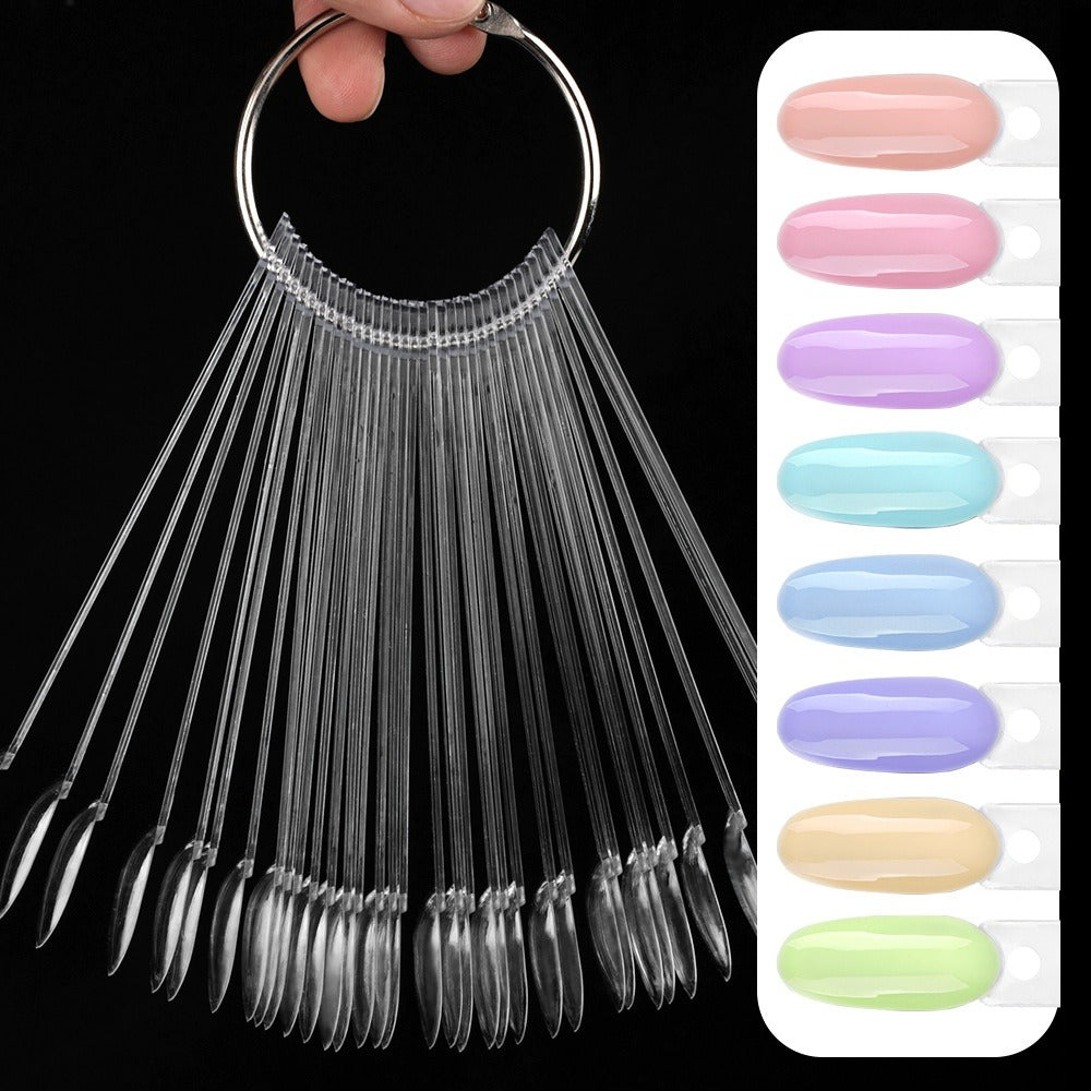 Nail Tips Nail polish practice fan color card, 50 transparent iron ring nail polish color plates in bags for  nail salons