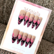 Pink Flame - Black Pink Graphic Press-On Nails