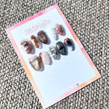 365nails: "Noir Minimalist" – Dynamic French & Abstract Swirl Handmade Squoval Nails