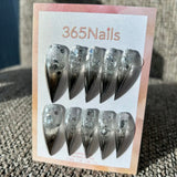 Chrome Meteor Dragon Claw Stiletto Silver Glitter & Mirror Chrome Handmade Dragon Nail