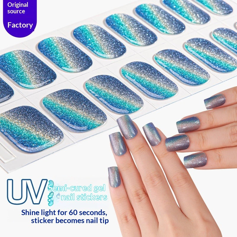 Semi-Cured Gel Nail Strips French Gradient Soft Glossy Design (MOQ=3)