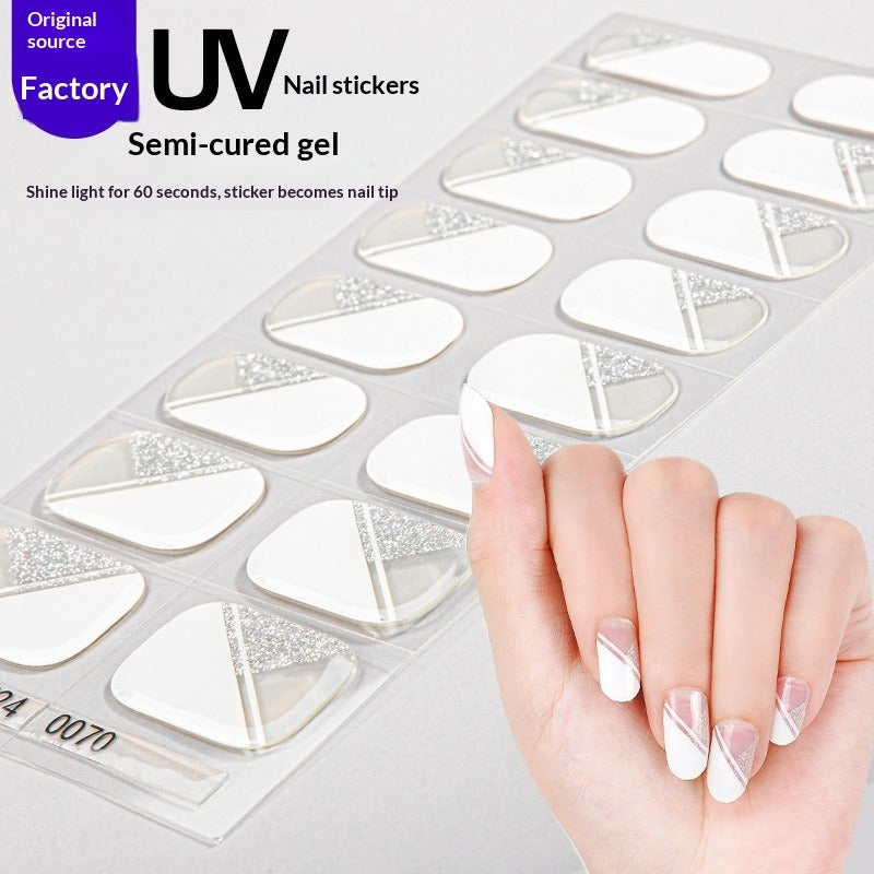 Semi-Cured Gel Nail Strips French Gradient Soft Glossy Design (MOQ=3)