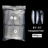 Nail Tips Press on nails pads, semi-stickers, light stickers, 500 pcs in bags, light and thin flat-headed square manicure extensions, transparent patches, fake nails.