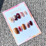 365nails: "Autumn Mustard Floral" – Warm Palette & Hand-painted Floral Handmade Oval Nails