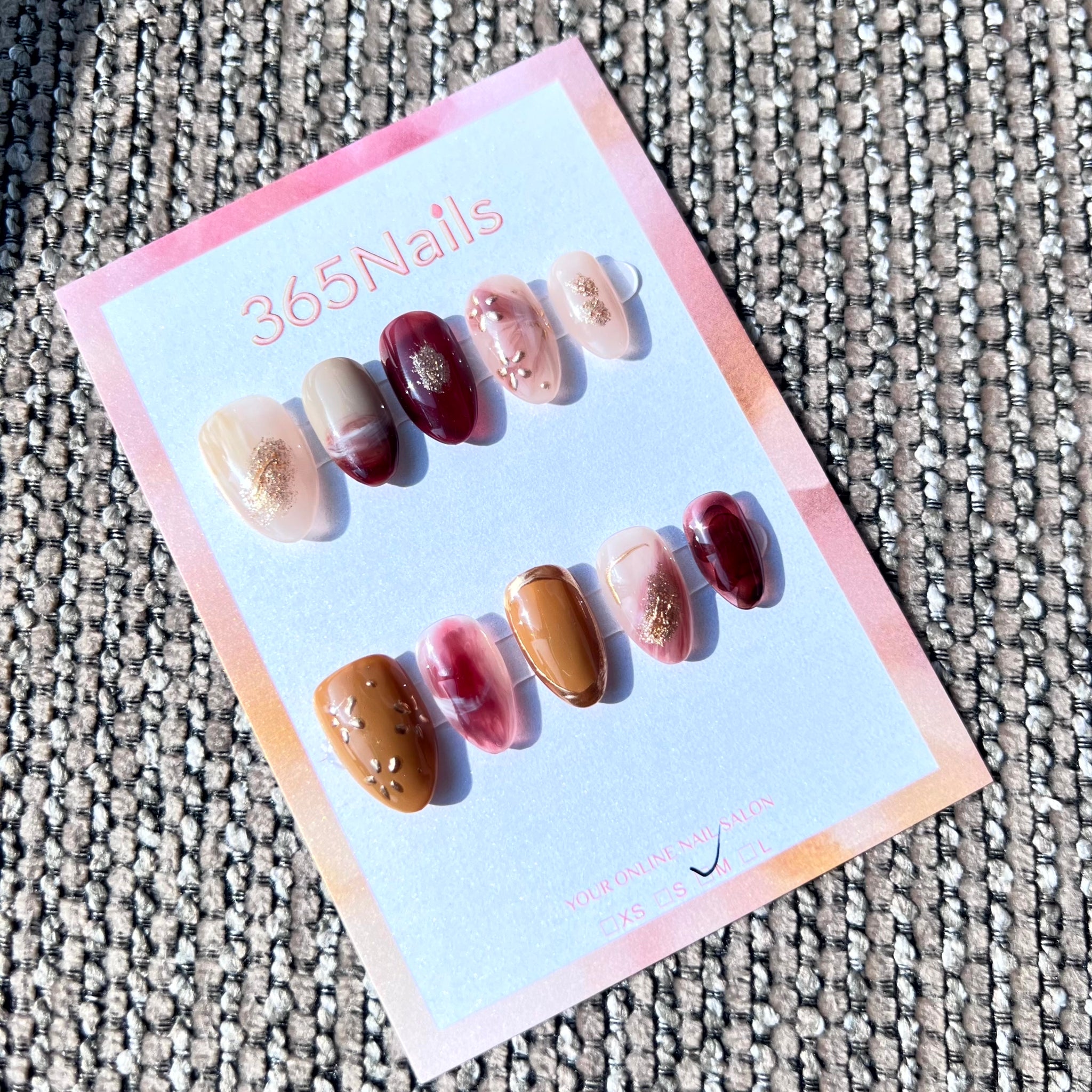 365nails: "Autumn Mustard Floral" – Warm Palette & Hand-painted Floral Handmade Oval Nails