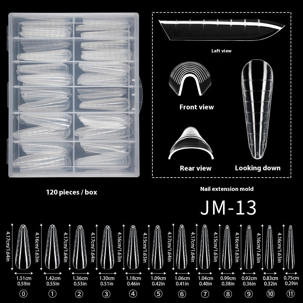 Nail Tips 120 transparent crystal nail molds, boxed with graduated crystal extension nail molds,  rapid phototherapy extension nail molds