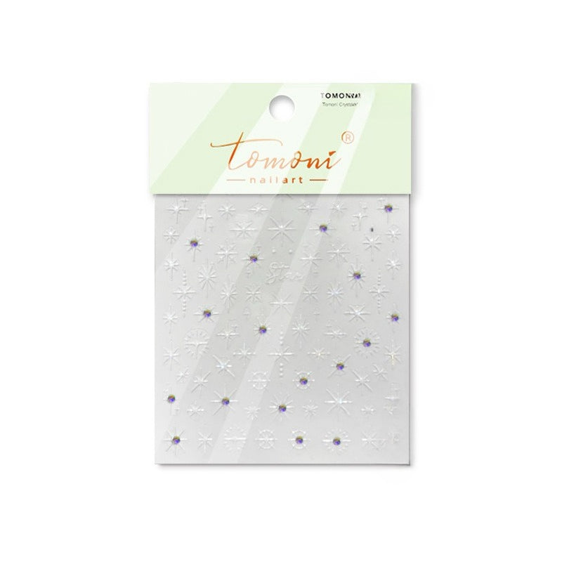 Holographic Starburst Nail Stickers – 3D Rhinestone Celestial Set