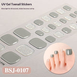 Semi-Cured Gel Nail Strips Toe Nails Pure Color Glitter Mismatch Glossy Set (MOQ=3)