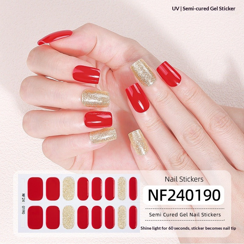 Semi-Cured Gel Nail Strips French Gradient Soft Glossy Design (MOQ=3)