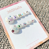 365nails: "glitter sequin floral" – handmade press-on pedicure