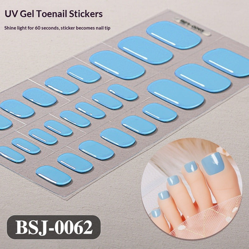 Semi-Cured Gel Nail Strips Minimal Solid Color Toe Style (MOQ=3)