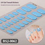 Semi-Cured Gel Nail Strips Minimal Solid Color Toe Style (MOQ=3)
