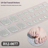 Semi-Cured Gel Nail Strips Toe Nails Pure Color Glitter Sparkle Set (MOQ=3)