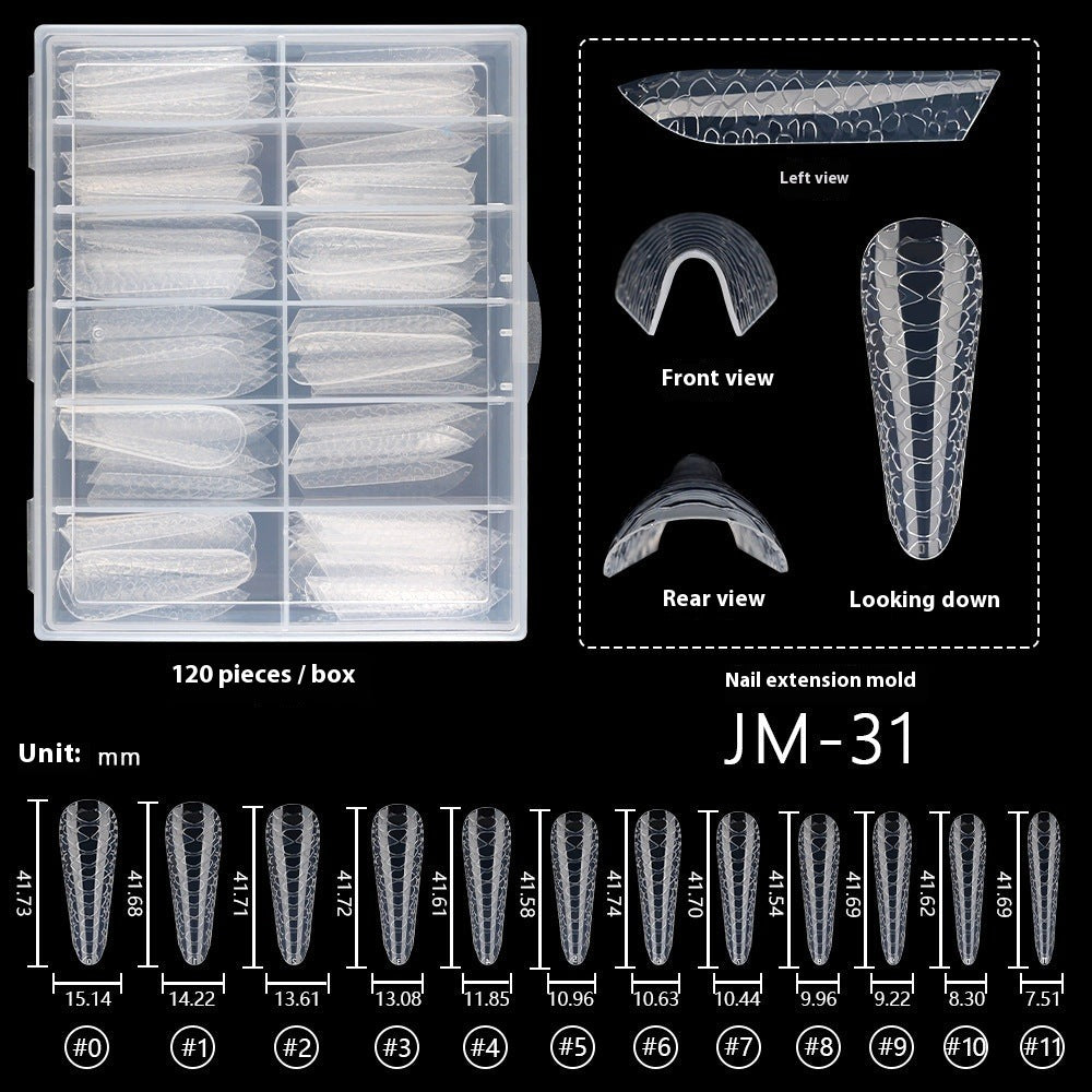 Nail Tips 120 transparent crystal nail molds, boxed with graduated crystal extension nail molds,  rapid phototherapy extension nail molds