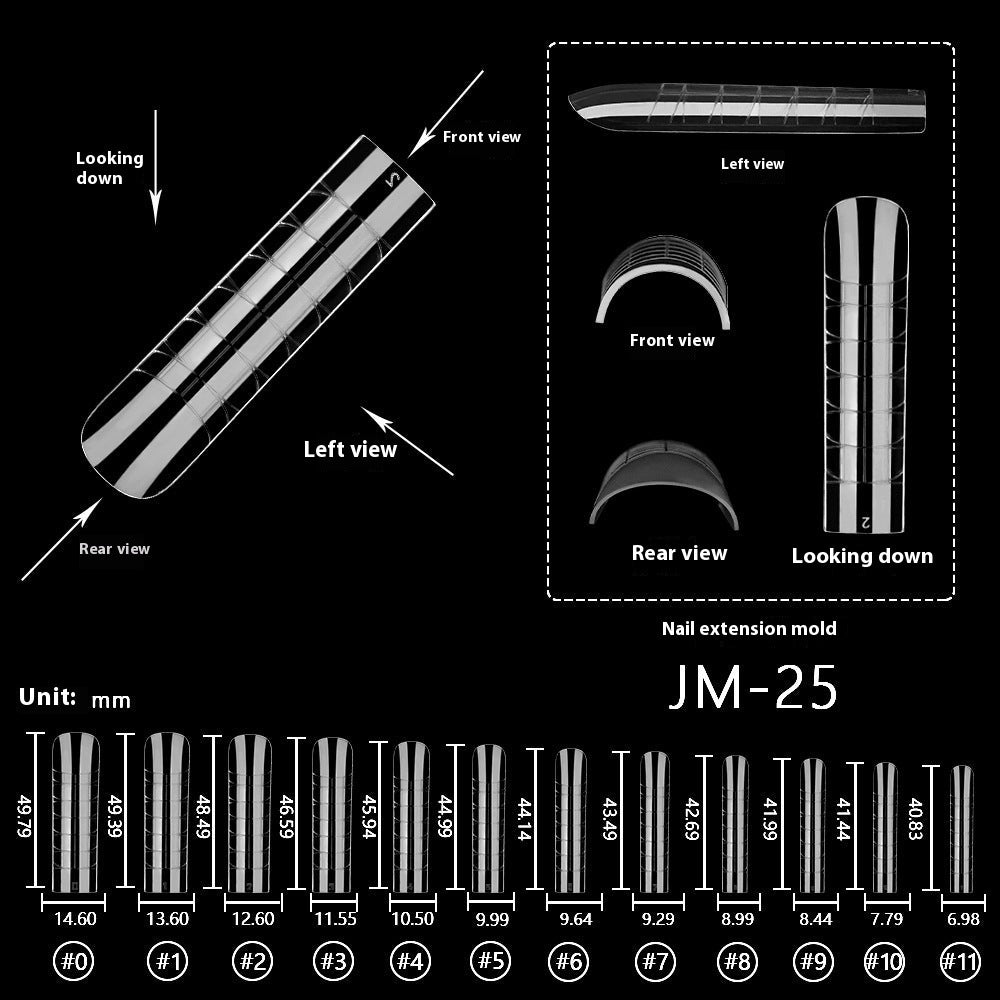 Nail Tips 120 transparent crystal nail molds, boxed with graduated crystal extension nail molds,  rapid phototherapy extension nail molds