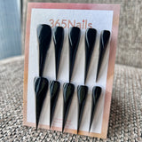 Glossy Midnight Dragon Claw Stiletto Press On Nails｜Mirror Jet Black｜365Nails Premium Handmade Dragon Series