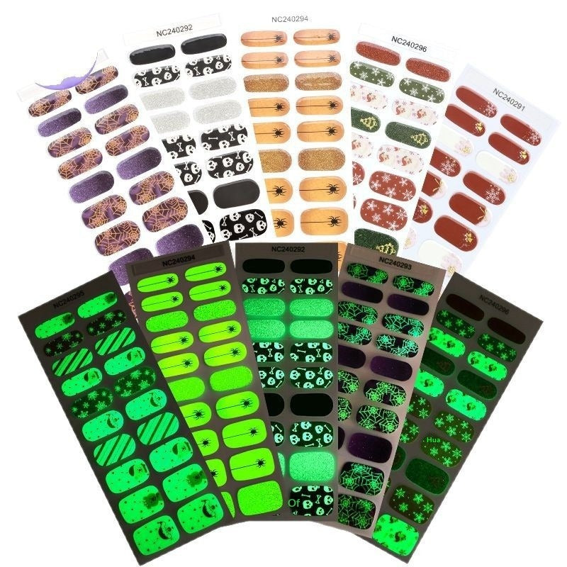 Semi-Cured Gel Nail Strips Christmas Glow Snowflake Festive Glossy Set (MOQ=3)