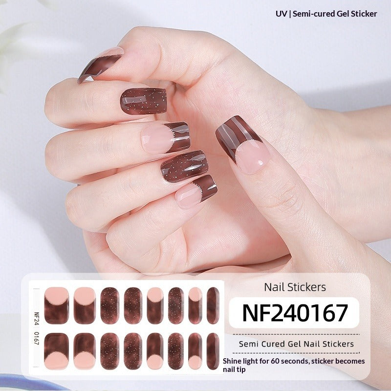 Semi-Cured Gel Nail Strips French Gradient Soft Glossy Design (MOQ=3)
