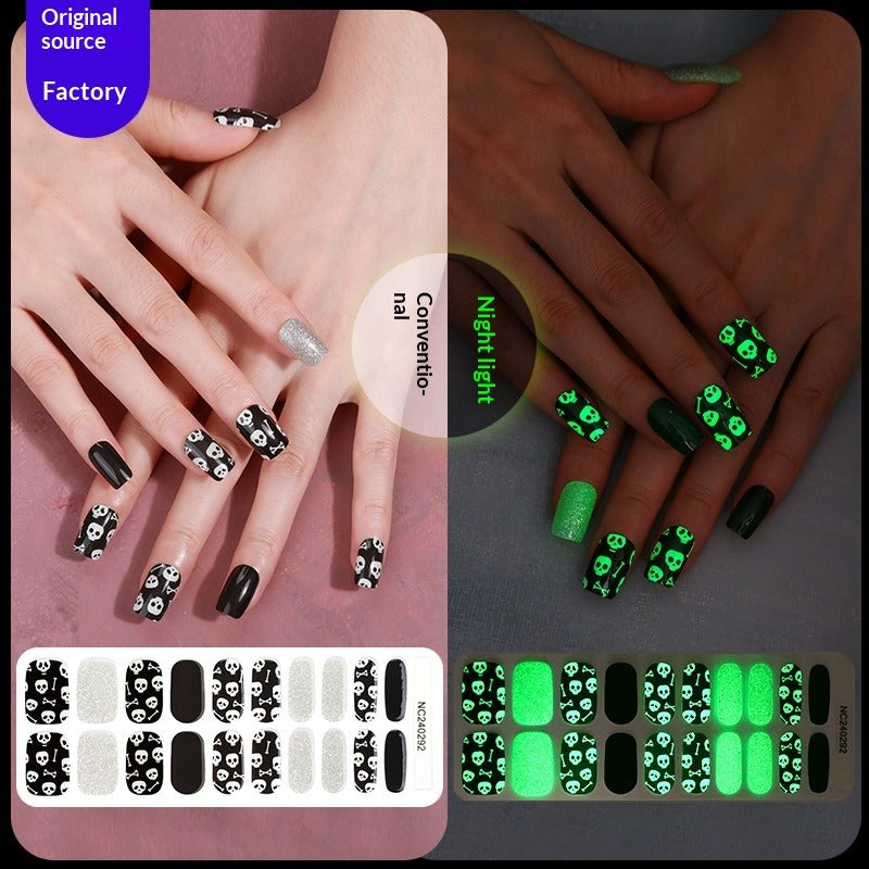 Semi-Cured Gel Nail Strips Christmas Glow Snowflake Festive Glossy Set (MOQ=3)