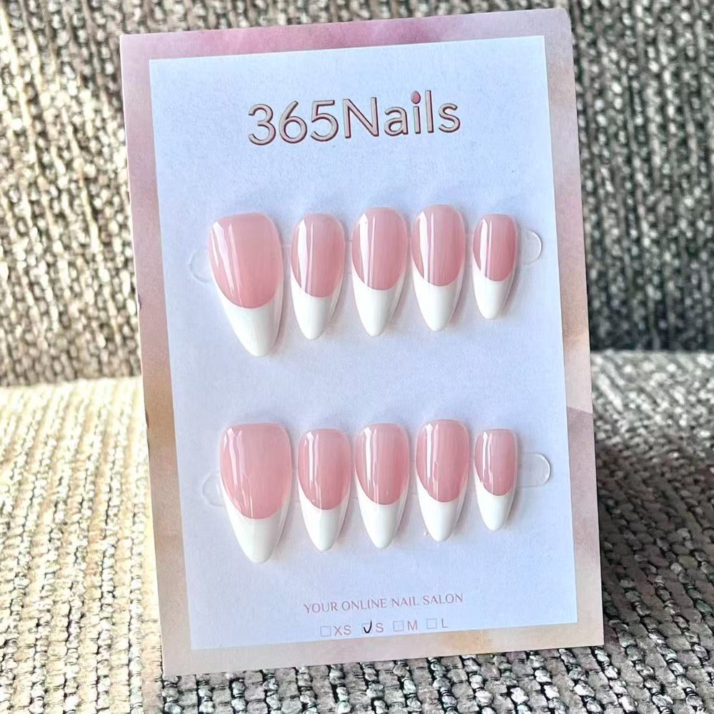 Handmade French patch manicure, multi-color and multi-reusable full coverage fake nail set