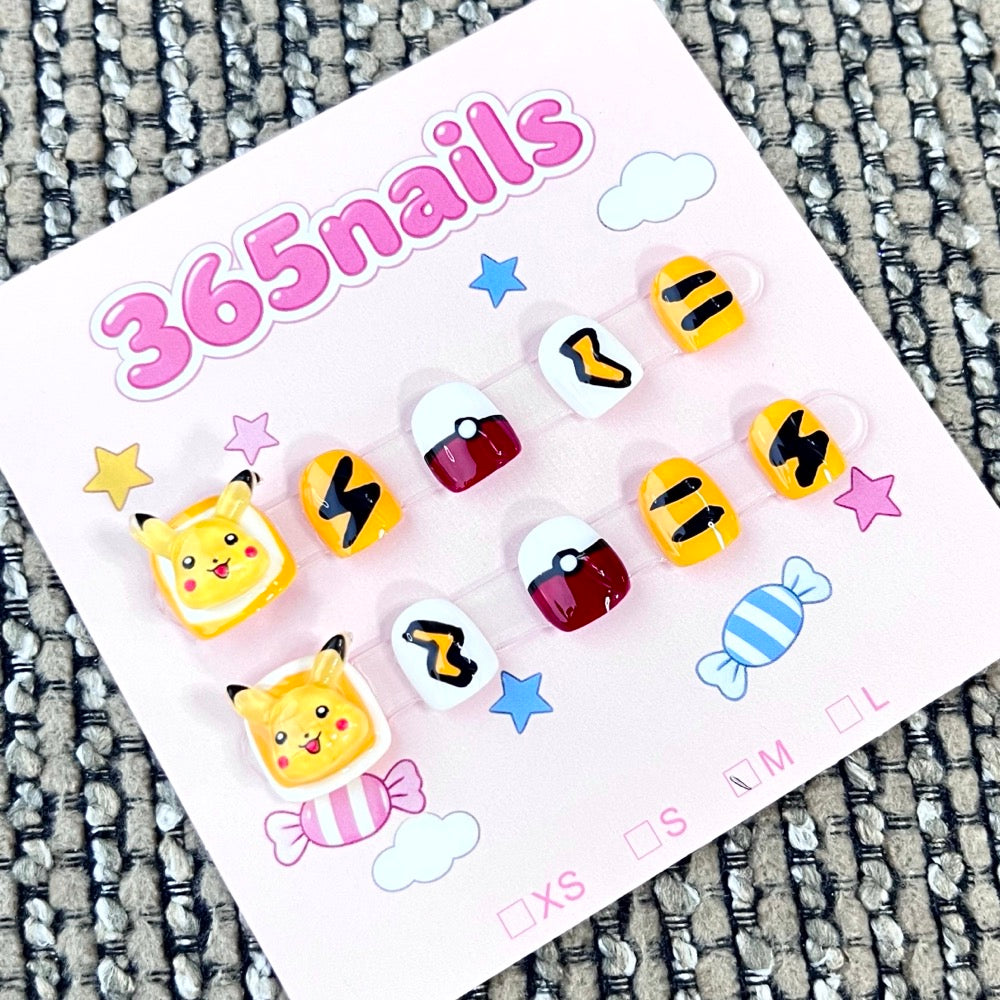 365nails: "Electric Adventure" – 3D Character Handmade Short Nails