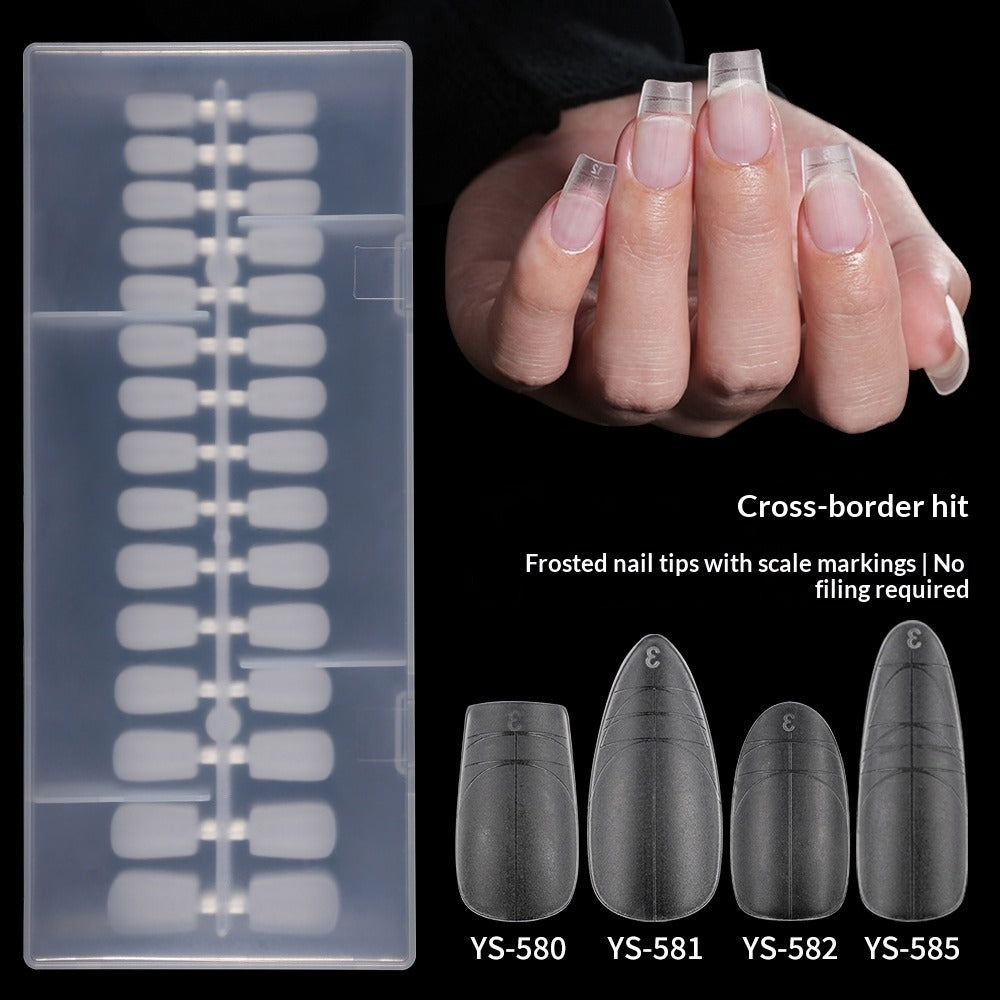 365nails: "No-File Matte Nail Tips with Guide Lines" – Short Square/Almond Nail Extensions