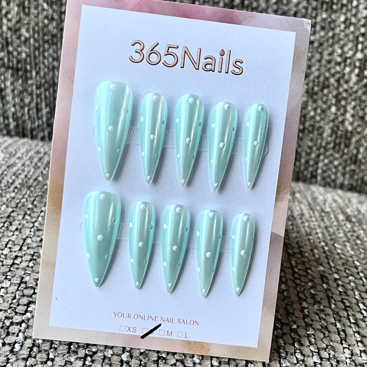 Mint Green Polka Dot Stiletto Press-On Nails