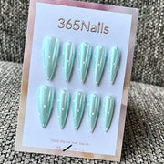 Mint Green Polka Dot Stiletto Press-On Nails