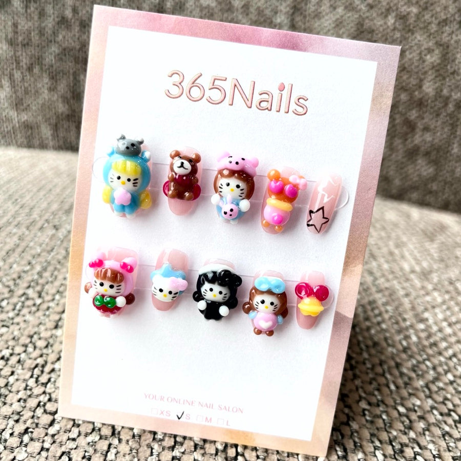 365nails: "Cartoon Carnival" – 3D Character Short Square Nails
