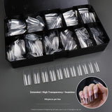 Nail Tips The nail piece is transparent, plus a rectangular 550 pieces, and the boxed patch is fully pasted with non-marking flat head square head nail full size fake nails.