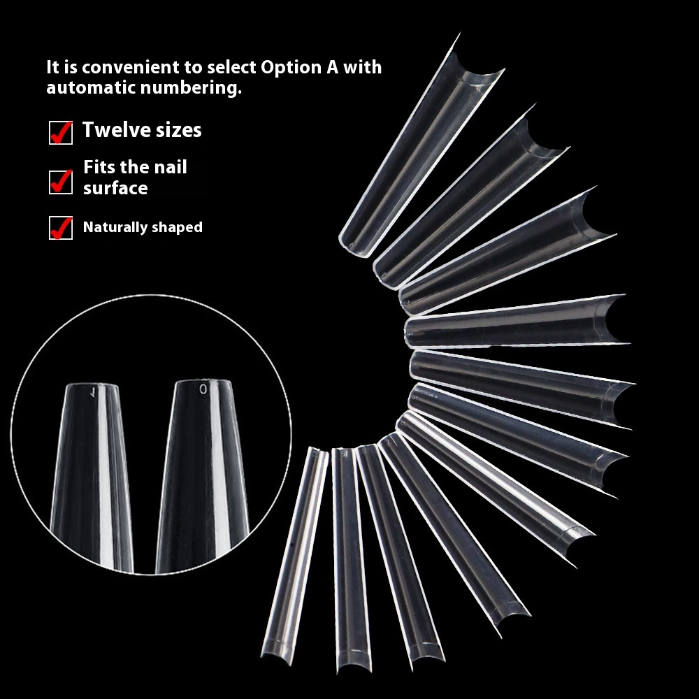 Nail Tips New extended denim nail piece,  XXXL fake nail transparent flat head nail piece French semi-sticker denim nail