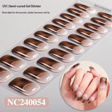 Semi-Cured Gel Nail Strips Silver Foil Leopard Glossy Design (MOQ=3)