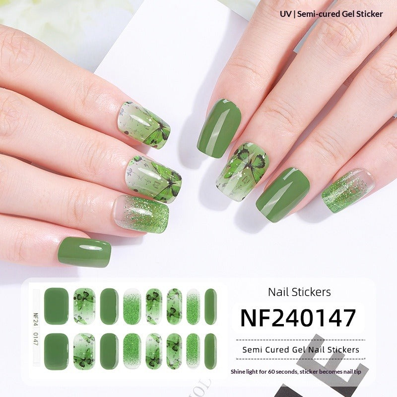 Semi-Cured Gel Nail Strips 3D Foil Gold Metallic Shimmer Glossy Set (MOQ=3)