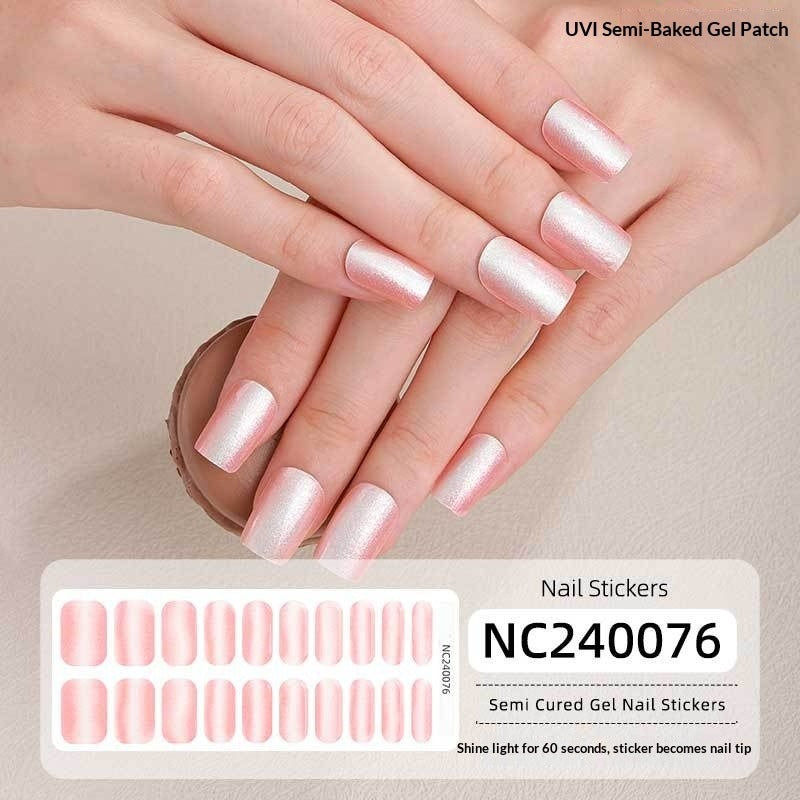 Semi-Cured Gel Nail Strips Rainbow Gradient Soft Pastel Glossy Set (MOQ=3)