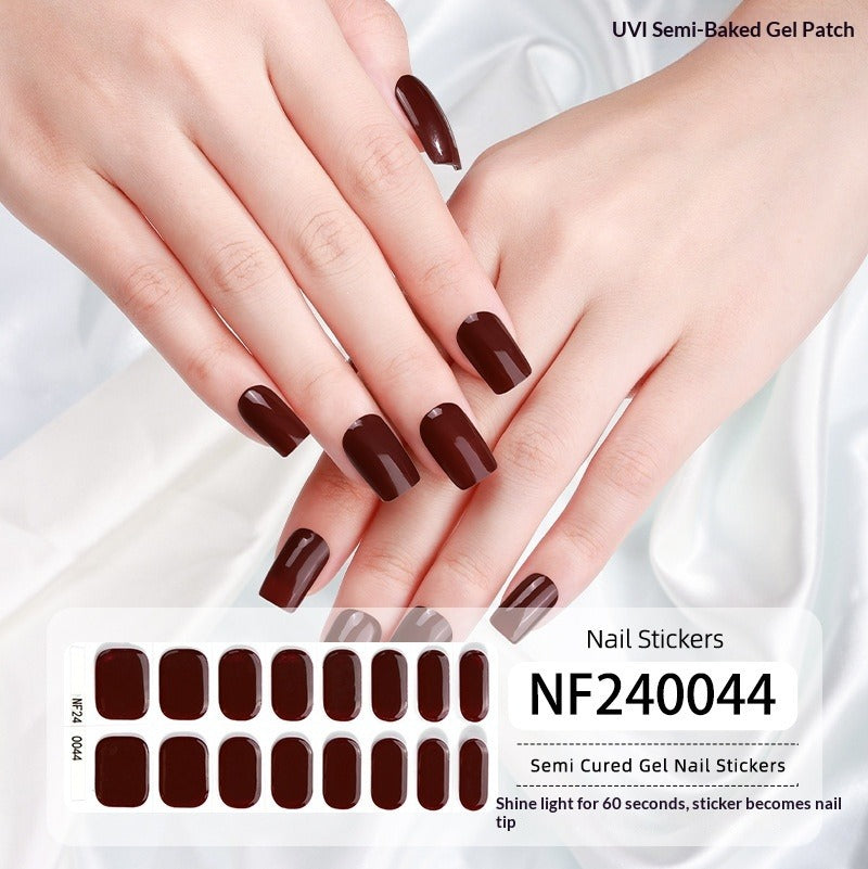 Semi-Cured Gel Nail Strips Minimal Solid Color Glossy Design (MOQ=3)