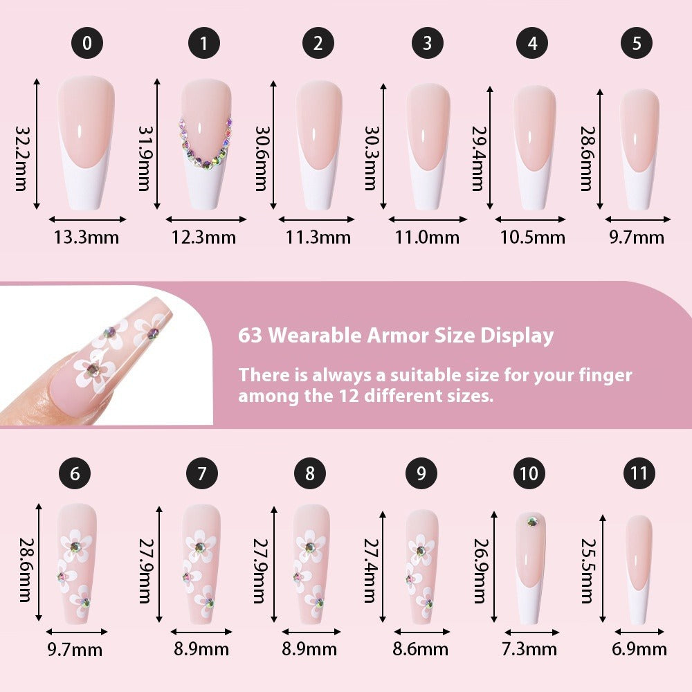 Hand-worn nail Premium  French ladder Sweet removable patch False nail Long prefabricated manicure