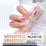 Semi-Cured Gel Nail Strips French Glitter Pink Sparkle Glossy Set (MOQ=3)