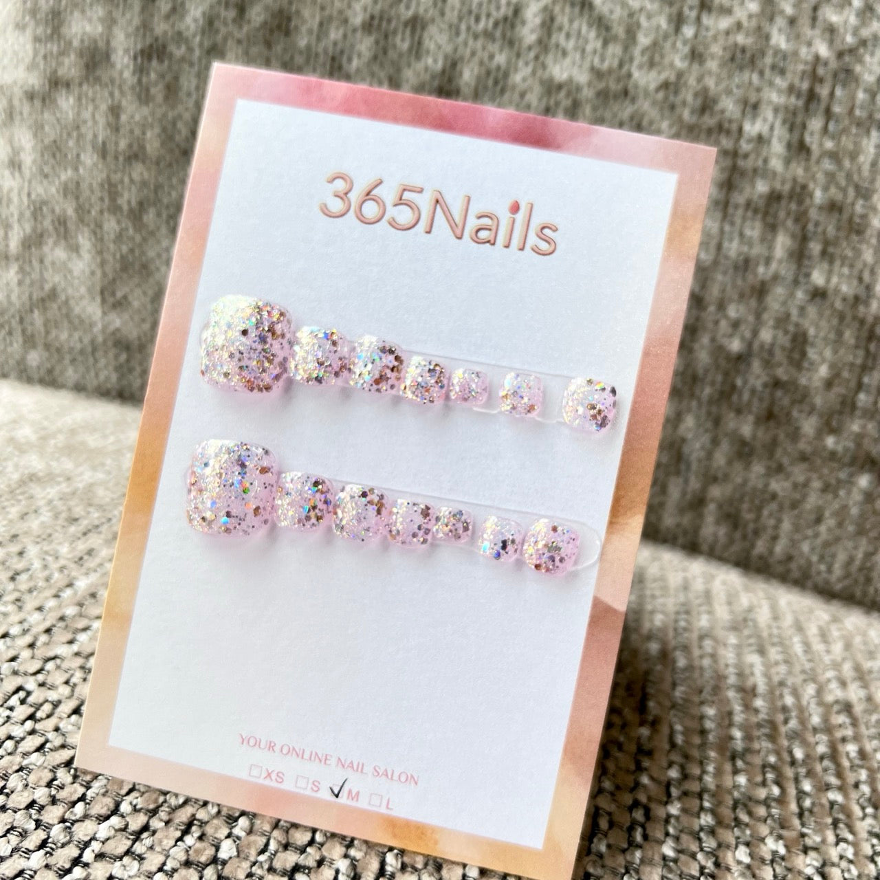 365nails 櫻花粉珠光亮粉 手工製 足部穿戴甲