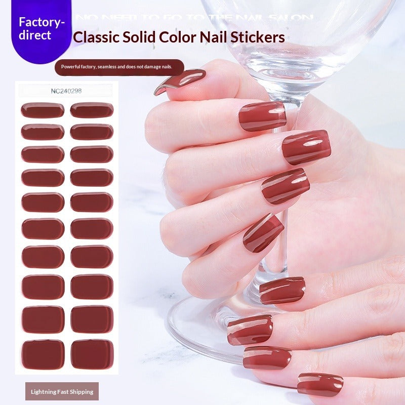 Semi-Cured Gel Nail Strips Pure Color Sheer Glossy Design (MOQ=3)