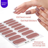 Semi-Cured Gel Nail Strips Solid Color Glossy Minimal Style (MOQ=3)